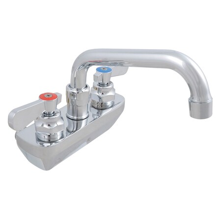 Bk Resources Optiflow Cast Body Faucet, 14" Swing Spout, 4" O.C. Splash Mount BKF-4SM-14-G